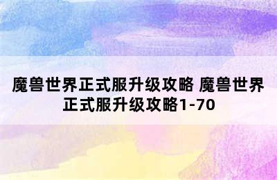 魔兽世界正式服升级攻略 魔兽世界正式服升级攻略1-70